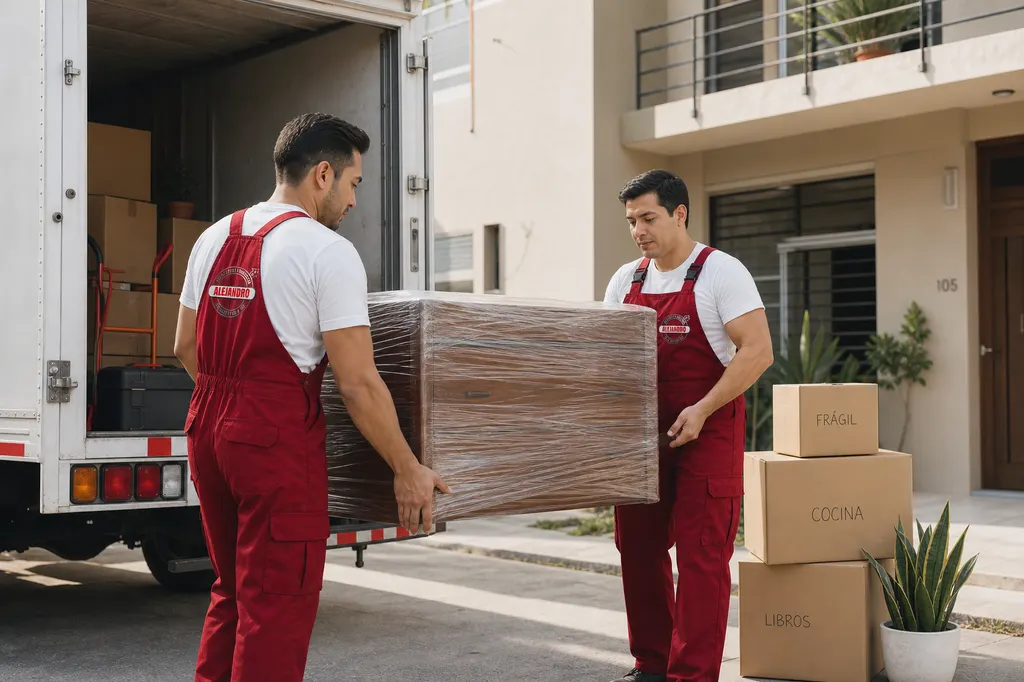 Equipo de Mudanzas Alejandro trasladando un mueble protegido